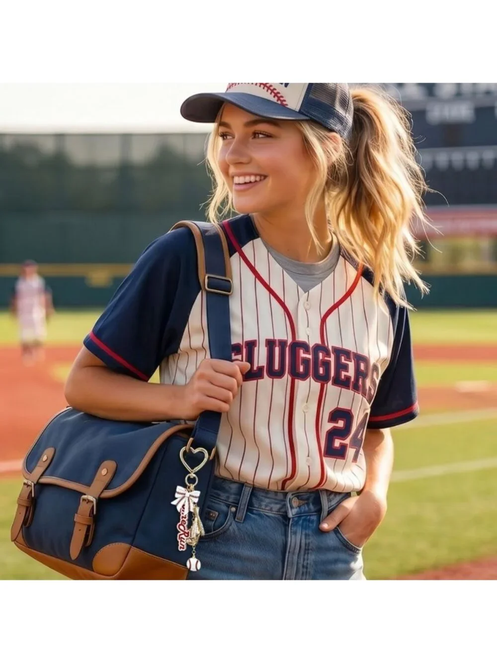 Home Run Baseball Bead Keychain Charm | Gameday Sport Bag Accessory